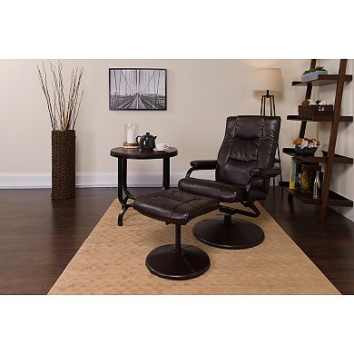 Flash Furniture Contemporary Multi-Position Recliner and Ottoman with Wrapped Base