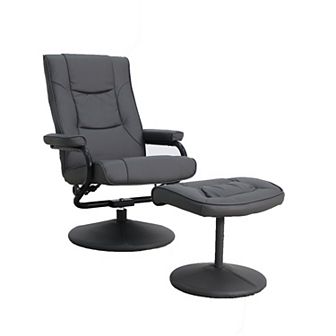 Flash Furniture Contemporary Multi-Position Recliner and Ottoman with Wrapped Base