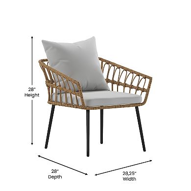 Flash Furniture All-Weather PE Rattan Wicker Patio Chairs with Cushions - 2 Pack