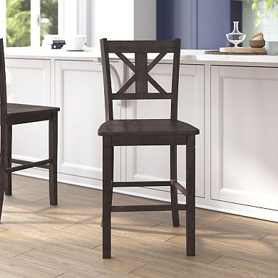 Flash Furniture Commercial Grade Wooden Counter Height Stool, Set of 2