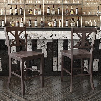 Flash Furniture Commercial Grade Wooden Counter Height Stool, Set of 2