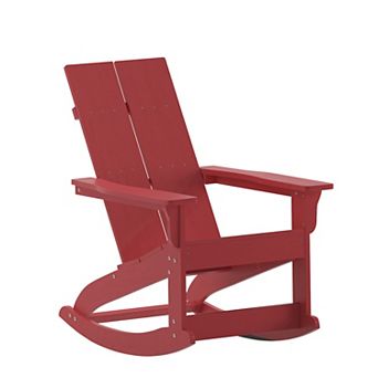 Flash Furniture Modern 2-Slat Adirondack Poly Resin Rocking Chair for Indoor/Outdoor Use
