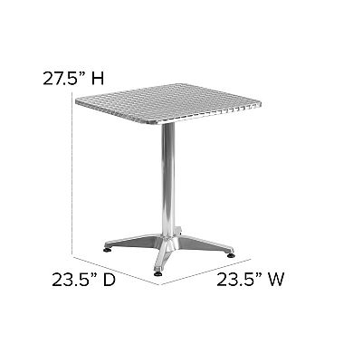 Flash Furniture 23.5" Square Aluminum Smooth Top Indoor-Outdoor Table with Base