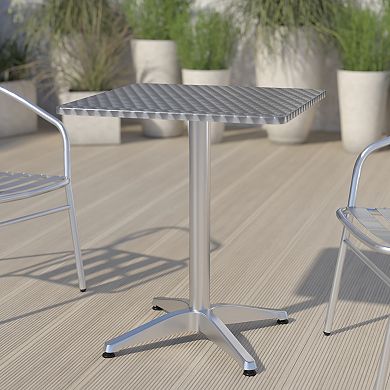 Flash Furniture 23.5" Square Aluminum Smooth Top Indoor-Outdoor Table with Base