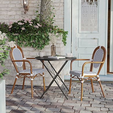 Flash Furniture 2 Pack All-Weather Commercial Paris Chairs with Arms and metal Frames