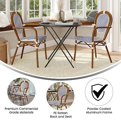 Flash Furniture 2 Pack All-Weather Commercial Paris Chairs with Arms and metal Frames