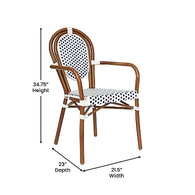 Flash Furniture 2 Pack All-Weather Commercial Paris Chairs with Arms and metal Frames