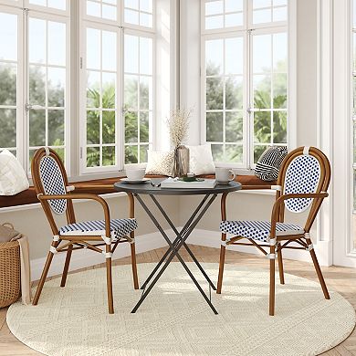 Flash Furniture 2 Pack All-Weather Commercial Paris Chairs with Arms and metal Frames