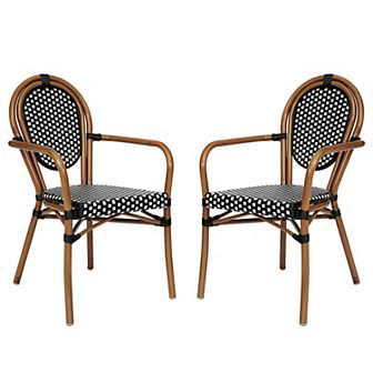 Flash Furniture 2 Pack All-Weather Commercial Paris Chairs with Arms and metal Frames