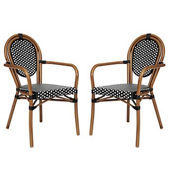 Flash Furniture 2 Pack All-Weather Commercial Paris Chairs with Arms and metal Frames