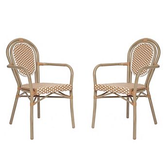 Flash Furniture 2 Pack All-Weather Commercial Paris Chairs with Arms and metal Frames