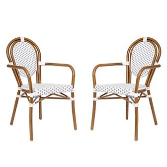 Flash Furniture 2 Pack All-Weather Commercial Paris Chairs with Arms and metal Frames