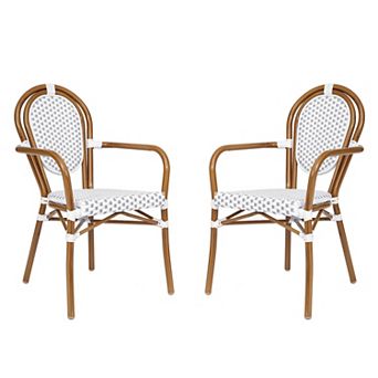 Flash Furniture 2 Pack All-Weather Commercial Paris Chairs with Arms and metal Frames