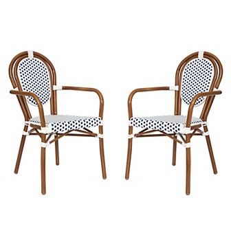 Flash Furniture 2 Pack All-Weather Commercial Paris Chairs with Arms and metal Frames