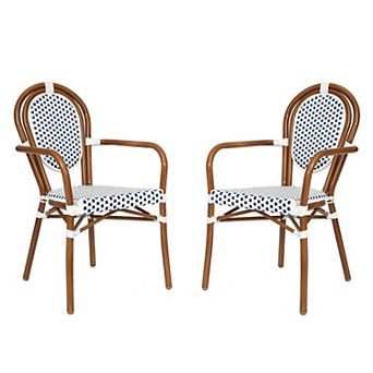 Flash Furniture 2 Pack All-Weather Commercial Paris Chairs with Arms and metal Frames