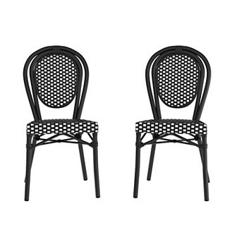Flash Furniture 2 Pack All-Weather Commercial Paris Chair with Metal Frames