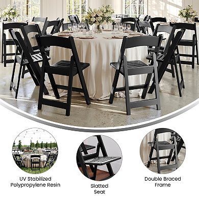 Flash Furniture 800 lb. Capacity White Resin Folding Chair with Slatted Seat