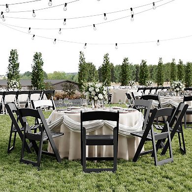 Flash Furniture 800 lb. Capacity White Resin Folding Chair with Slatted Seat