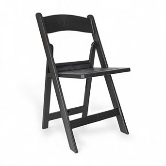 Flash Furniture 800 lb. Capacity White Resin Folding Chair with Slatted Seat