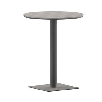 Flash Furniture Commercial 24 Inch Round Faux Teak Outdoor Patio Dining Table