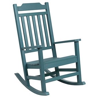 Flash Furniture Outdoor Patio All-Weather Poly Resin Wood Rocking Chair