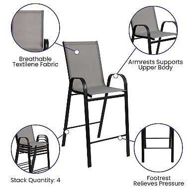 Flash Furniture 2 Pack Outdoor Barstools with Flex Comfort Material-Patio Stool