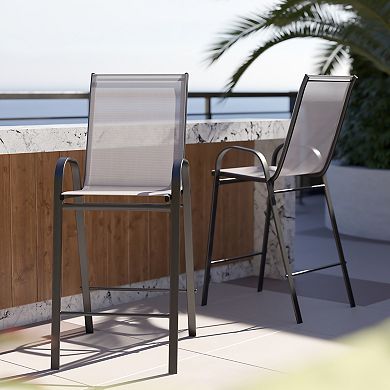 Flash Furniture 2 Pack Outdoor Barstools with Flex Comfort Material-Patio Stool
