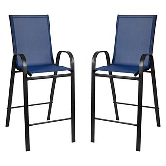 Flash Furniture 2 Pack Outdoor Barstools with Flex Comfort Material-Patio Stool