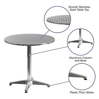 Flash Furniture 27.5" Round Aluminum Smooth Top Indoor-Outdoor Table with Base