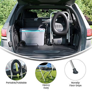 Flash Furniture Medical Grade Folding Travel Toilet with Cushioned Seat and Non-Slip Feet