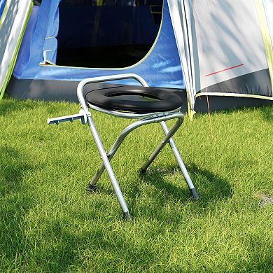 Flash Furniture Medical Grade Folding Travel Toilet with Cushioned Seat and Non-Slip Feet