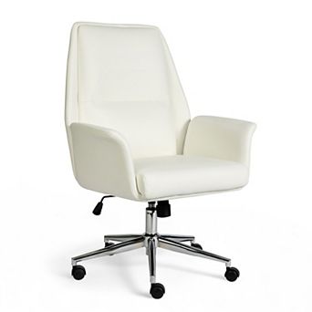 Martha Stewart Upholstered Swivel Home Office Chair with Flared Arms