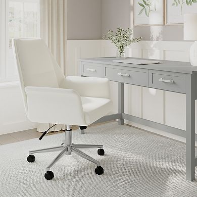 Martha Stewart Upholstered Swivel Home Office Chair with Flared Arms