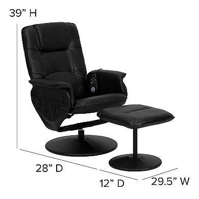 Flash Furniture LeatherSoft Massaging Multi-Position Recliner w/Ottoman w/Side Pocket