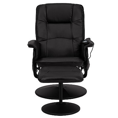 Flash Furniture LeatherSoft Massaging Multi-Position Recliner w/Ottoman w/Side Pocket