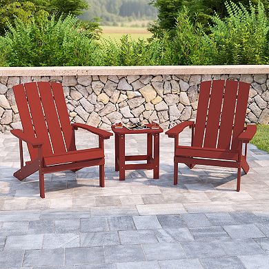 Flash Furniture Indoor/Outdoor Adirondack Style Side Table and 2 Chair Set