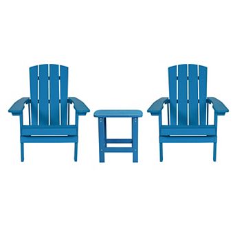 Flash Furniture Indoor/Outdoor Adirondack Style Side Table and 2 Chair Set