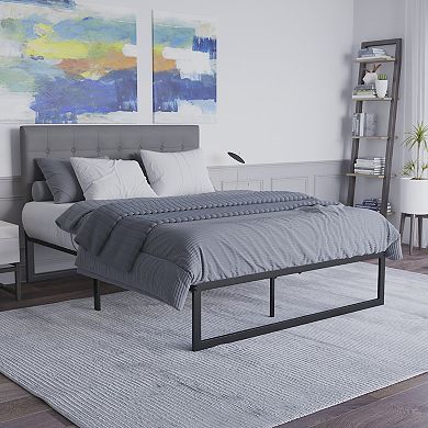 Flash Furniture 14" Metal Platform Bed Frame with Steel Slat Supports-No Foundation Needed