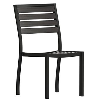 Flash Furniture Outdoor Faux Teak Side Chair with Poly Slats - Teak Patio Chair