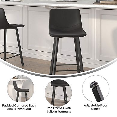 Flash Furniture Set of 2 Commercial Armless Metal Counter Stools