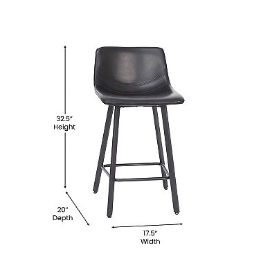 Flash Furniture Set of 2 Commercial Armless Metal Counter Stools