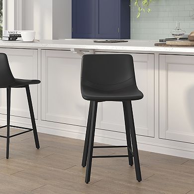 Flash Furniture Set of 2 Commercial Armless Metal Counter Stools