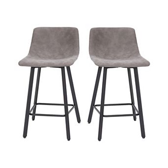 Flash Furniture Set of 2 Commercial Armless Metal Counter Stools