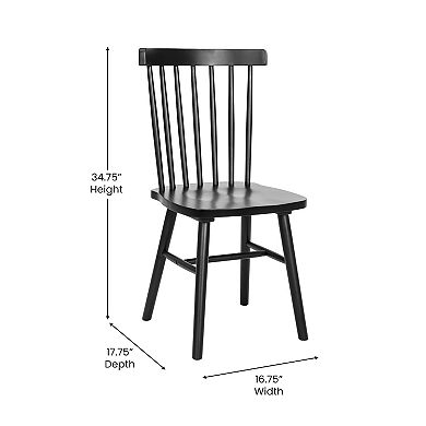 Flash Furniture Windsor Style Commercial Solid Wood Spindle Back Dining Chairs -Set of 2
