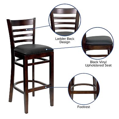Flash Furniture Ladder Back Wooden Restaurant Barstool