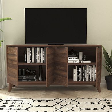 Flash Furniture 60" Buffet Cabinet with 4 Soft Close Doors and Adjustable Shelves
