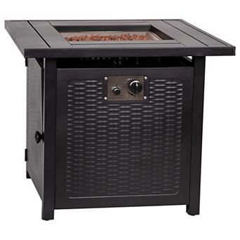 Flash Furniture Outdoor 50,000 BTU Metal Fire Pit Table with Lid and Lava Rock