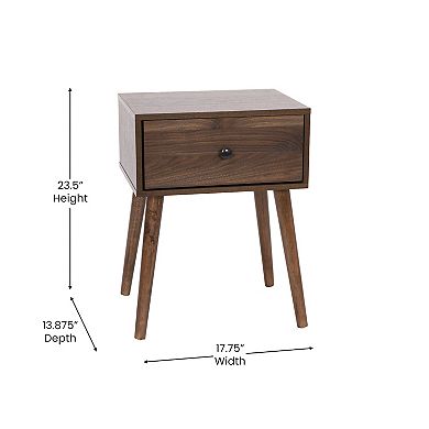 Flash Furniture Mid-Century Modern Nightstand with Soft Close Storage Drawer