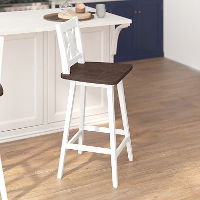 Flash Furniture Commercial 360° Swivel Wood Bar Height Stool