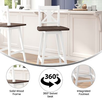 Flash Furniture Commercial 360° Swivel Wood Bar Height Stool